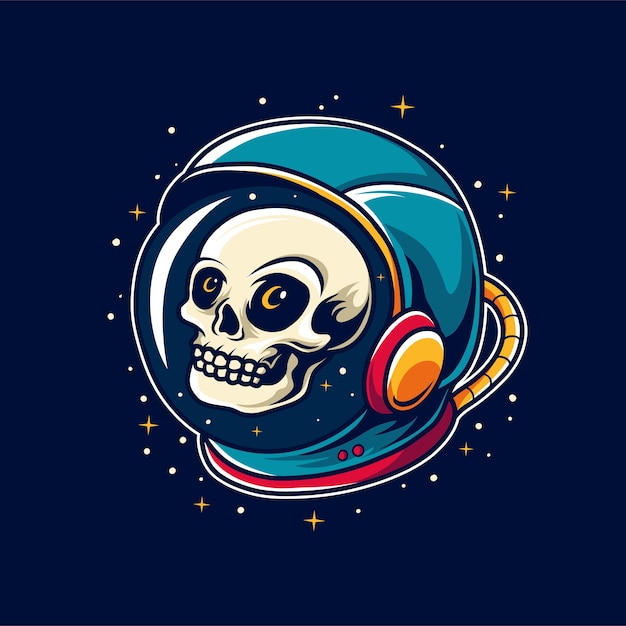 Cabeza de calavera en casco de astronauta