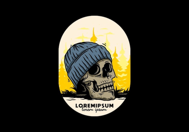 Cabeza de calavera con diseño de ilustración de gorro