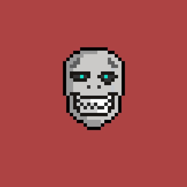 Vector cabeza de calavera con estilo pixel art