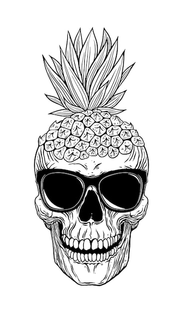 Vector cabeza de calavera de piña