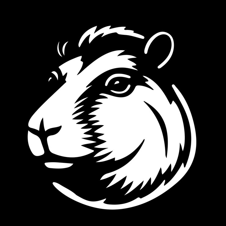 Vector cabeza de capibara una imagen vectorial simple el hocico de un animal icono de logotipo en blanco y negro