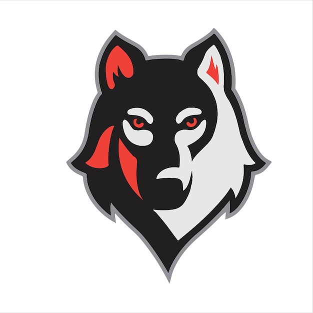 Vector cabeza cara lobo rojo animal gris bosque animal logo