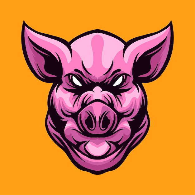 cabeza, cerdo, animal, vector, ilustración