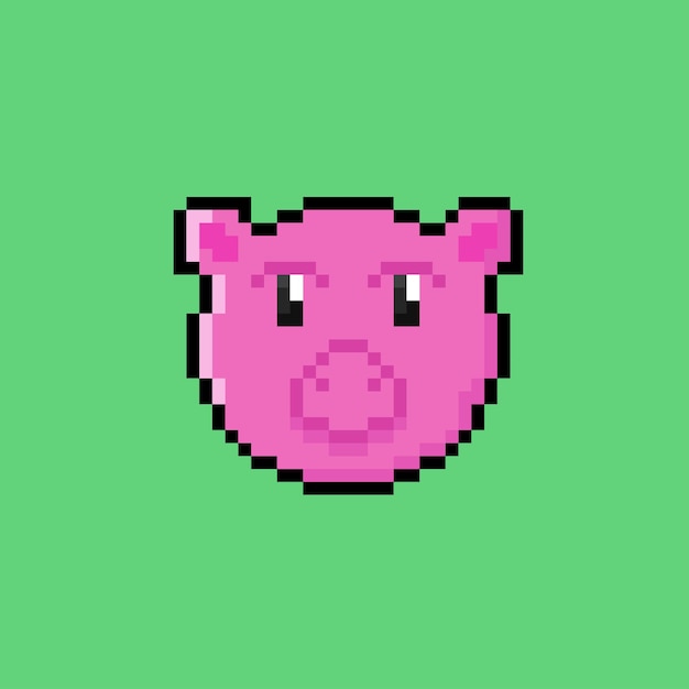 cabeza de cerdo en estilo pixel art