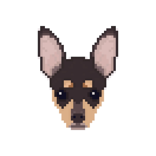 Vector cabeza de chihuahua en pixel art style.