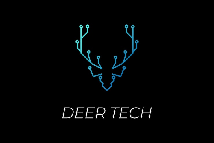 Vector cabeza de ciervo con circuito electrónico para diseño de logotipo smart tech