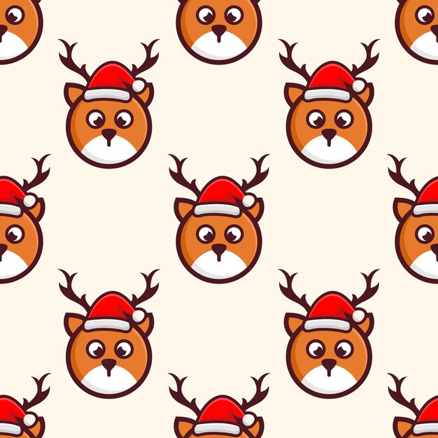 Cabeza de ciervo lindo con diseño de patrón de Navidad de sombrero