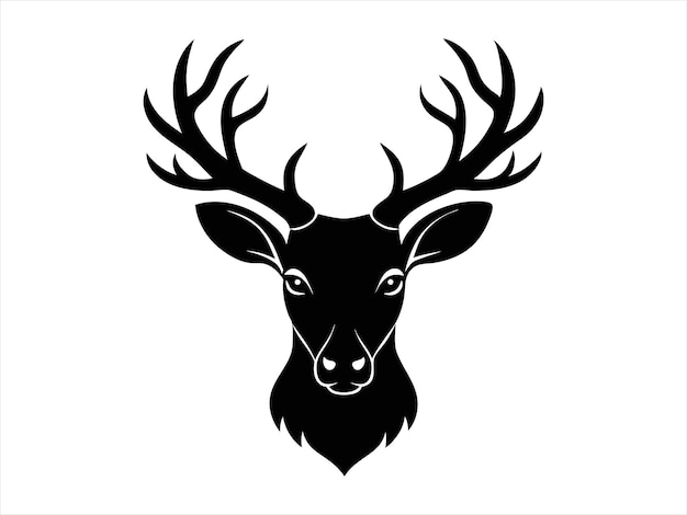 Cabeza de ciervo de Navidad Icono de silueta negra Vector sobre fondo blanco
