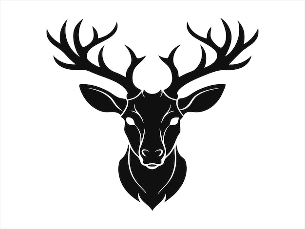 Cabeza de ciervo de Navidad Icono de silueta negra Vector sobre fondo blanco