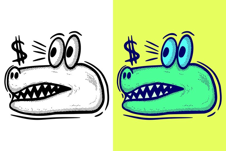 Vector cabeza de cocodrilo dibujado a mano dibujos animados estilo vintage vector gratis