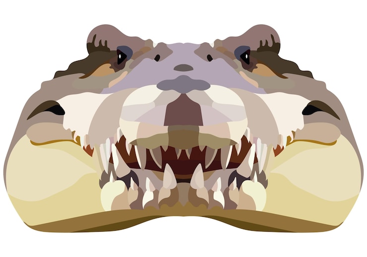 Vector cabeza de cocodrilo el retrato de un caimán se representa sobre un fondo blanco gráficos vectoriales