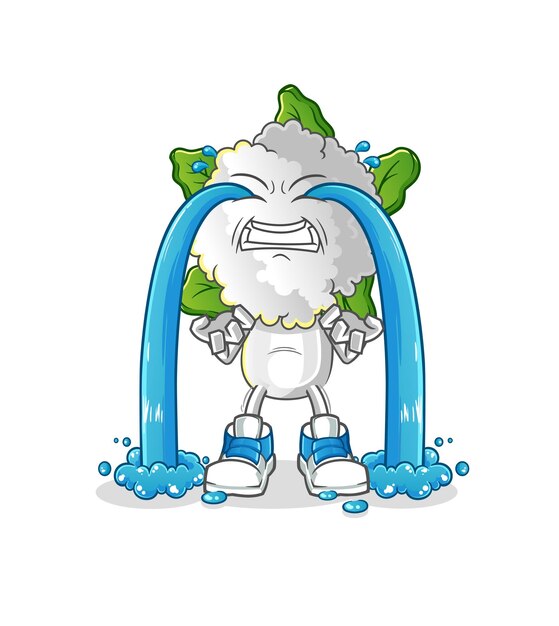 cabeza de coliflor dibujos animados llorando ilustración vector de caracteres