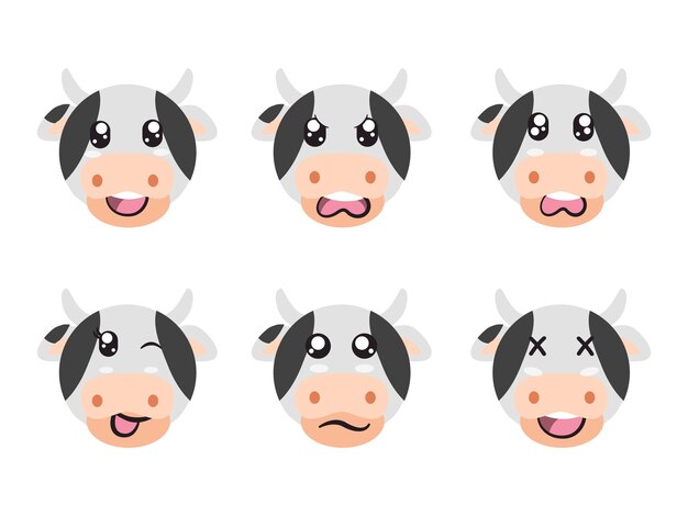 cabeza de color blanco cara de vaca expresión de carácter sonrisa risa feliz triste parpadeo de ojos
