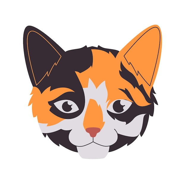 Vector cabeza de color blanco y naranja pelaje esponjoso gato mamífero animal doméstico criatura de mascota adorable y linda