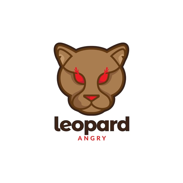 Cabeza color leopardo enojado diseño de logotipo vector gráfico símbolo icono ilustración idea creativa