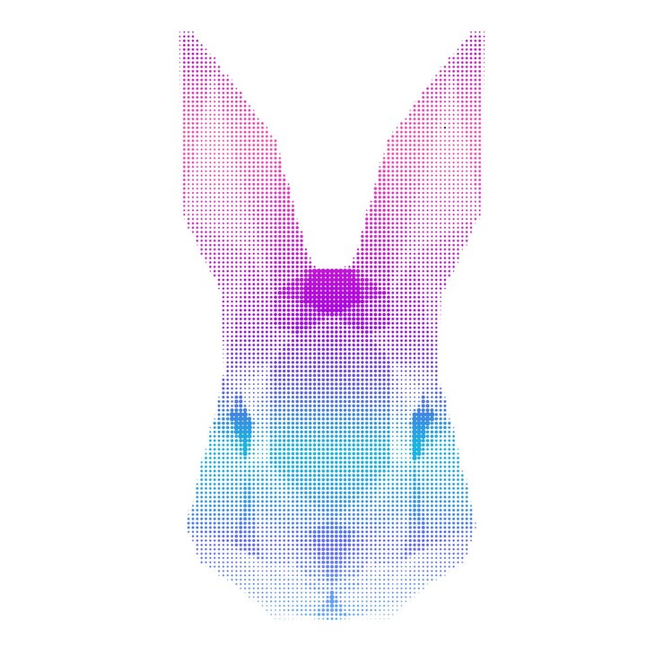 Vector cabeza de conejo abstracta aislada en blanco. retrato de animal gráfico para tarjeta de cumpleaños, invitación de fiesta moderna, papel tapiz, publicidad de venta de tienda, taller, camiseta, impresión de bolso, póster.