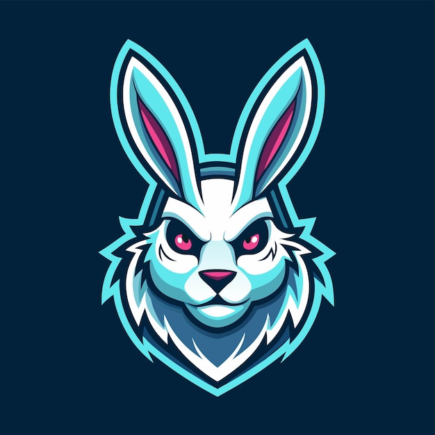 una cabeza de conejo de dibujos animados con un fondo azul con la cabeza de un conejo en ella