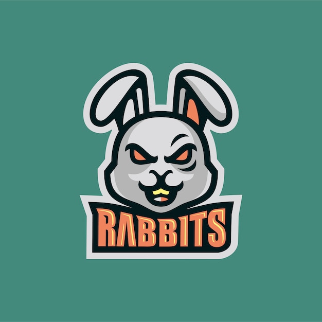 Cabeza de conejo enojado esportss logo mascota vector illustration