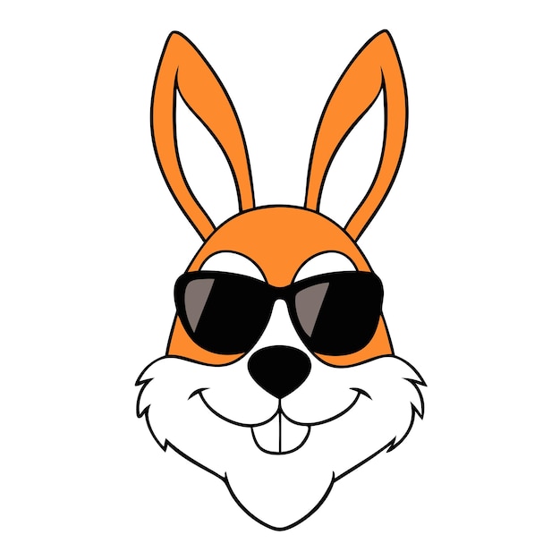 La cabeza de conejo es una ilustración de arte vectorial divertida.