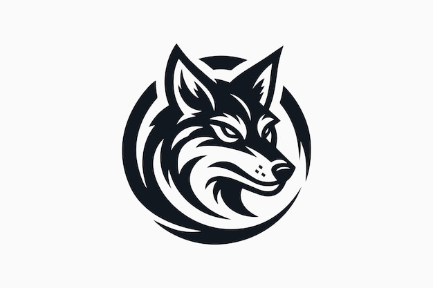 Vector cabeza de coyote, cara de lobo, logotipo, depredador de vida silvestre en la naturaleza, identidad de marca, insignia de agudeza