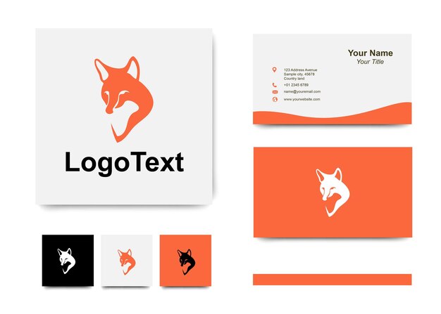 Cabeza de coyote de logotipo simple con una tarjeta de visita