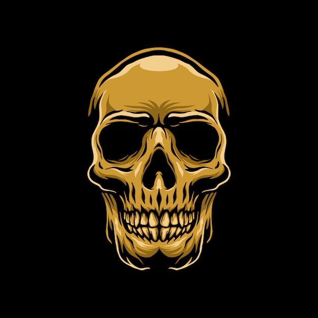 cabeza de cráneo humano dorado