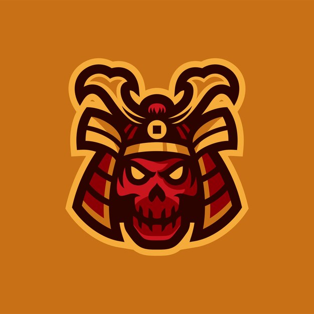 Vector cabeza de cráneo samurai esports logo mascota vector ilustración