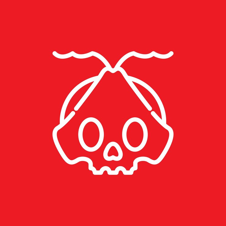 Vector cabeza del cráneo tierra del cráneo diseño del logotipo línea vectorial