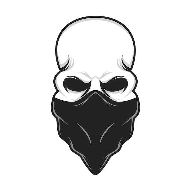 cabeza de cráneo vectorial con mascarilla bucal. adecuado para diseños de tatuajes, logotipos, camisetas, etc.