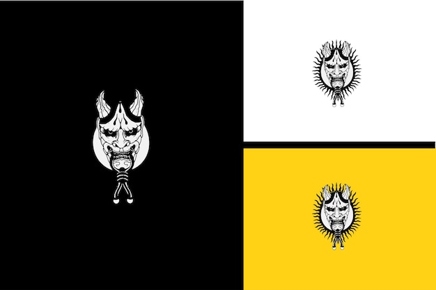 Vector cabeza diablo vector ilustración blanco y negro