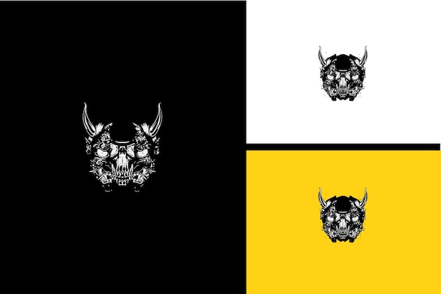 Cabeza diablos monstruo vector blanco y negro