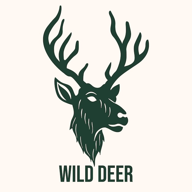 Cabeza dibujada a mano wild deer logo vector premium