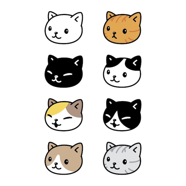 Cabeza de dibujos animados de carácter de gato gatito