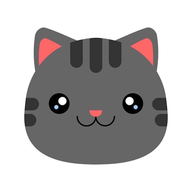 Vector cabeza de dibujos animados de un lindo gato atigrado gris ilustración vectorial