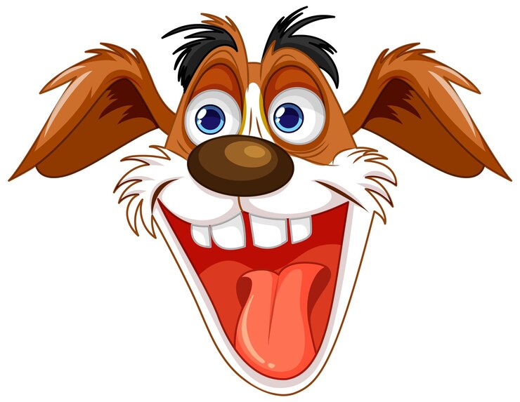 Vector cabeza de dibujos animados lindo perro loco juguetón