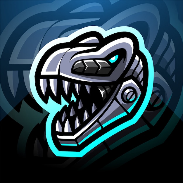 Cabeza de dinosaurio robot esport mascota diseño de logotipo
