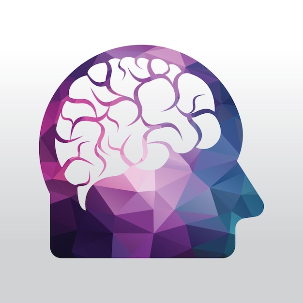 Cabeza con diseño de ilustración de vector de cerebro Icono de vector de cabeza humana y cerebro Concepto de mente
