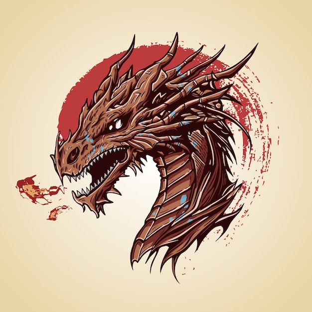 Cabeza de dragón ilustraciones vectoriales asombrosas detalladas