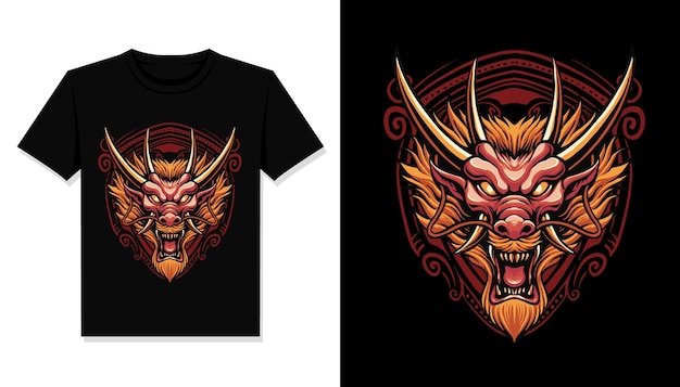 Cabeza de dragón rojo para diseño de camiseta.