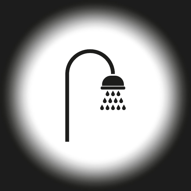 Cabeza de ducha con gotas de agua Icono de accesorio de baño Símbolo de higiene vectorial