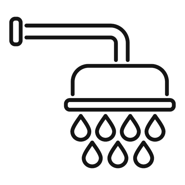 Cabeza de ducha vertiendo gotas de agua icono del baño