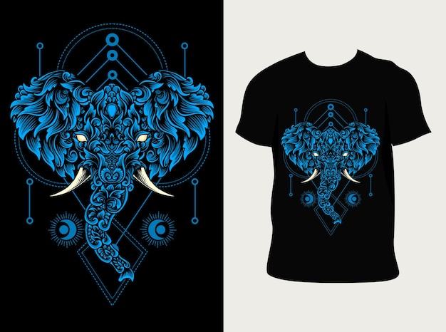 Cabeza de elefante con diseño de camiseta.