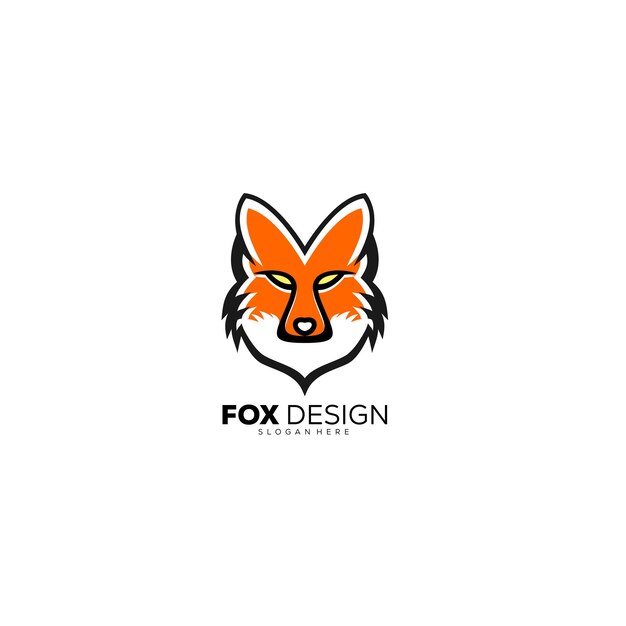 Cabeza fox logo vector diseño ilustración