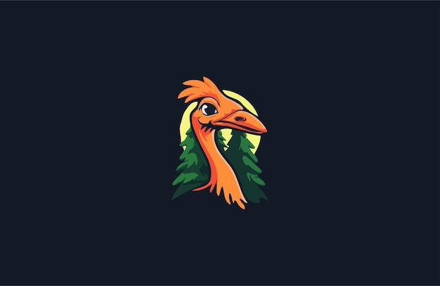 Vector cabeza de gallina de guinea en el logotipo de diseño del vector forestal