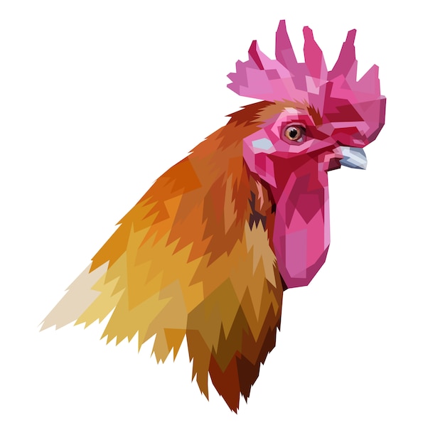 Vector cabeza de gallo en estilo geométrico.