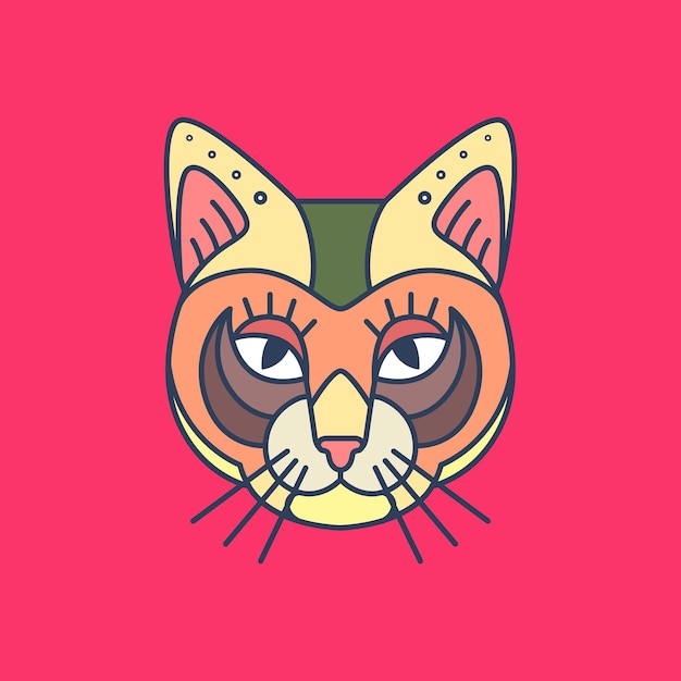 Cabeza de gato mascotas mascota colorida logotipo geométrico vector icono ilustración