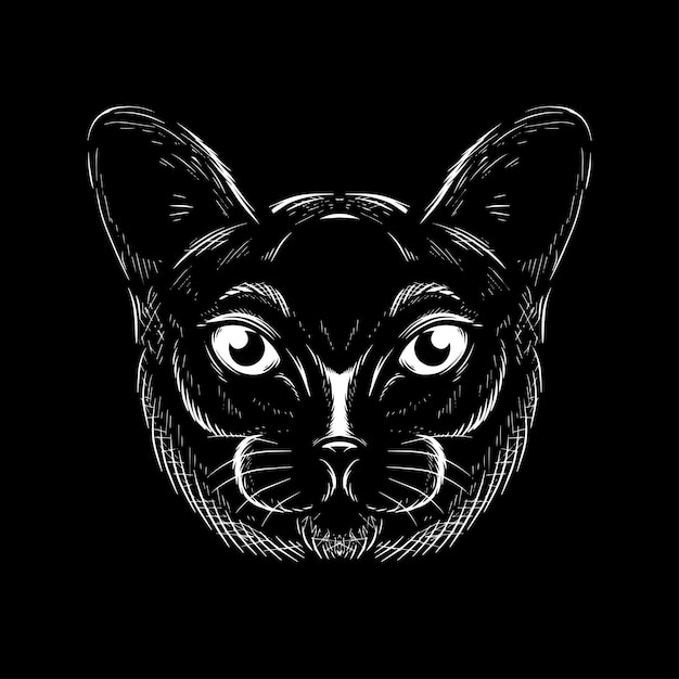 cabeza de gato negro vector