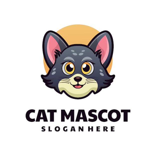 Vector cabeza de gato personaje de dibujos animados logotipo de la mascota