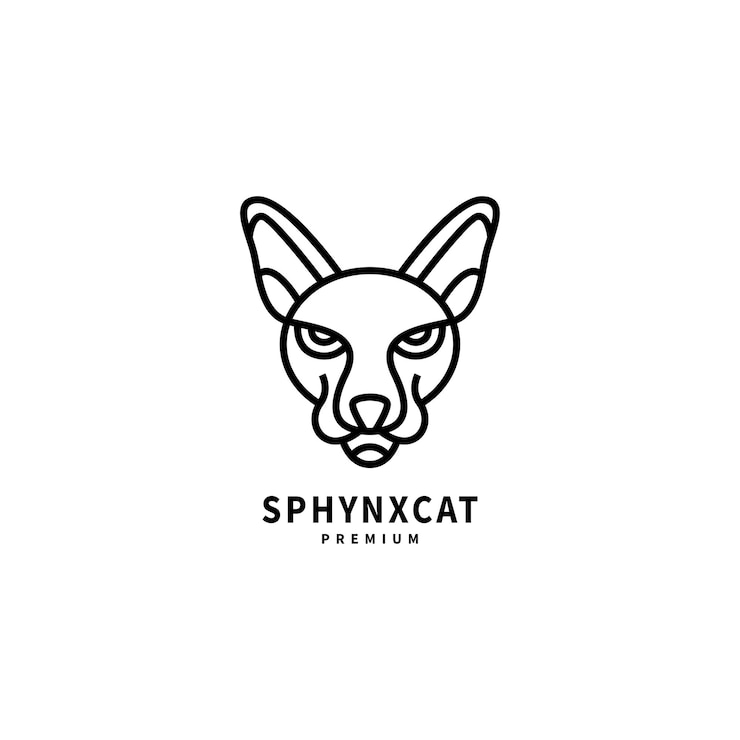 Vector cabeza de gato sphynx con diseño de logotipo de estilo de arte lineal