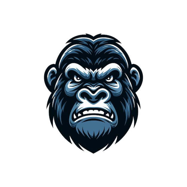 una cabeza de gorila con una boca llena de dientes afilados gorila cara enojada mascota ilustración vectorial del logotipo